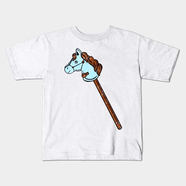 Blue Stick Horse Kids T-Shirt by missmann